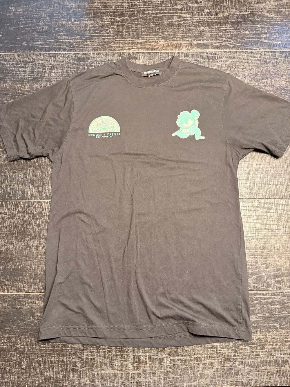 Crooks and Castles Black Short Sleeve Graphic Tee Size Medium
